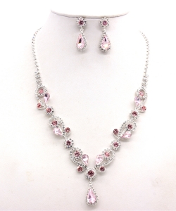 Rhinestone Necklace with Earrings NB300618 SVLR